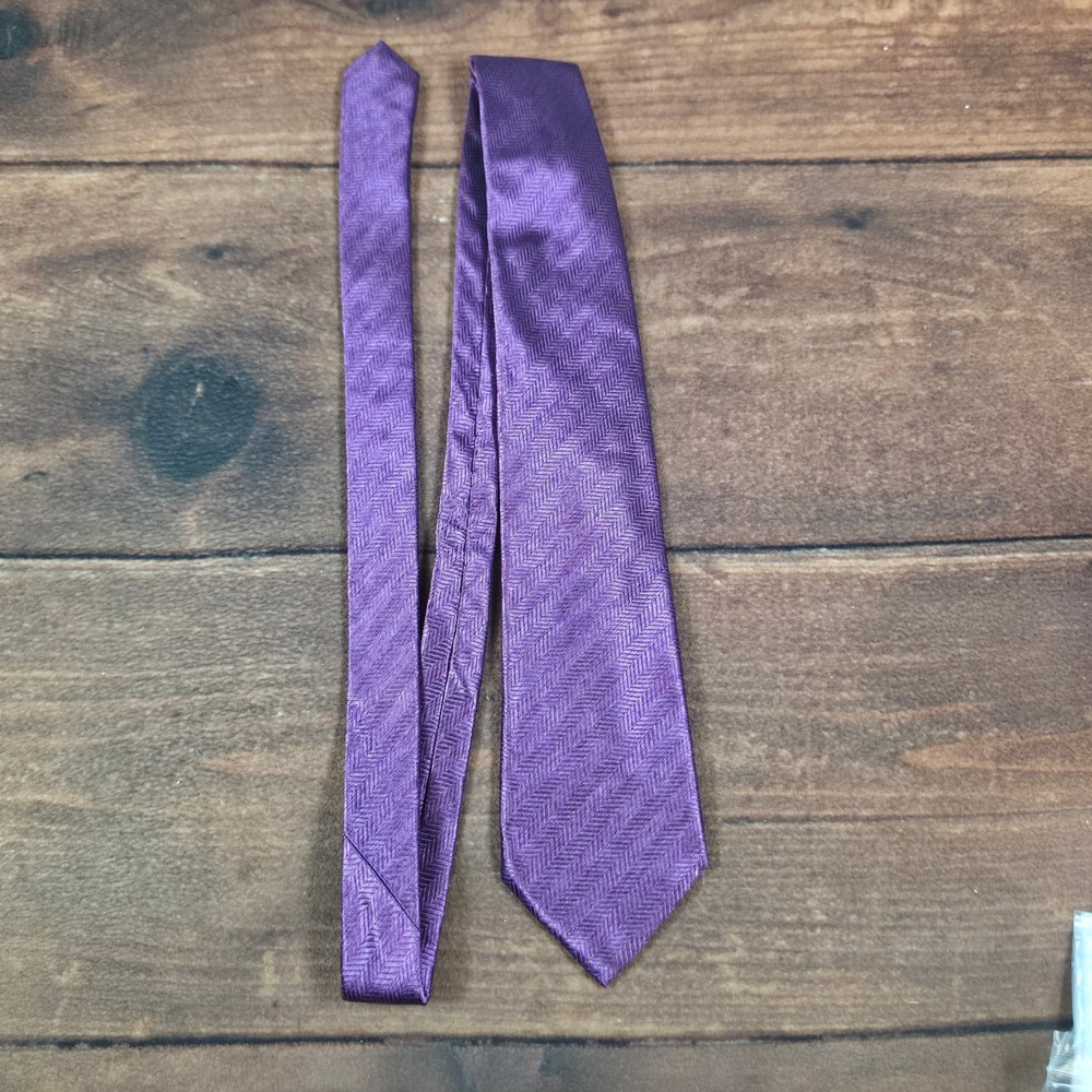Canali Silk Necktie Mens OS Purple Good Herringbone Italian Luxury Accessory